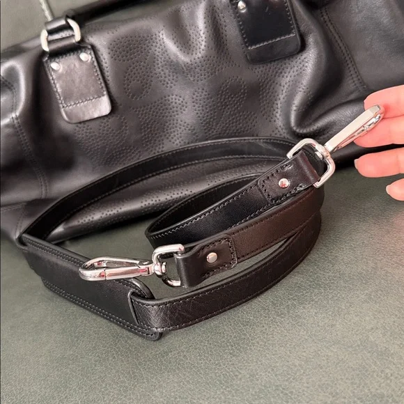 Orla Kiely Black Leather Duffel Bag - Picture 16 of 17